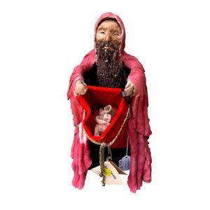 Vintage Folk Art Stump Jesus Carving Primitive Art‎ Wood Figure Hollow Whimsical